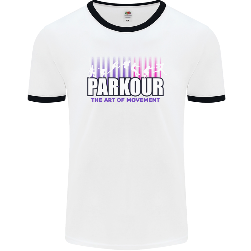 Parkour Free Running the Art of Movement Mens White Ringer T-Shirt White/Black