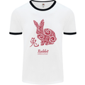 Chinese Zodiac Shengxiao Year of the Rabbit Mens White Ringer T-Shirt White/Black