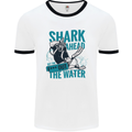 Shark Ahead Funny Diver Scuba Diving Mens White Ringer T-Shirt White/Black