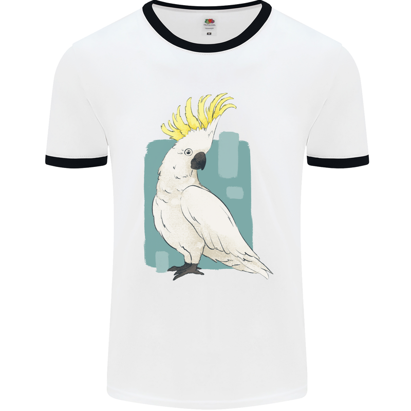 A Cockatoo Mens White Ringer T-Shirt White/Black