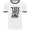 Easy Rider Motorcycle Motorbike Biker Mens White Ringer T-Shirt White/Black