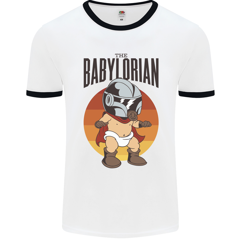 Babylorian Funny Baby Toddler Infant Parody Mens White Ringer T-Shirt White/Black