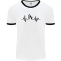 Cricket Pulse Cricketer Cricketing ECG Mens White Ringer T-Shirt White/Black