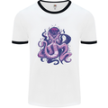 Purple Cthulhu Kraken Octopus Mens White Ringer T-Shirt White/Black