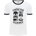 Control Freak Funny Gaming Gamer Mens White Ringer T-Shirt White/Black