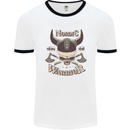 Nordic Warrior Viking Skull Mens Ringer T-Shirt White/Black