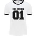 His Queen Funny Valentines Day Mens Ringer T-Shirt White/Black