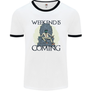Weekend Funny Beer Cider Wine Alcohol Gin Mens White Ringer T-Shirt White/Black