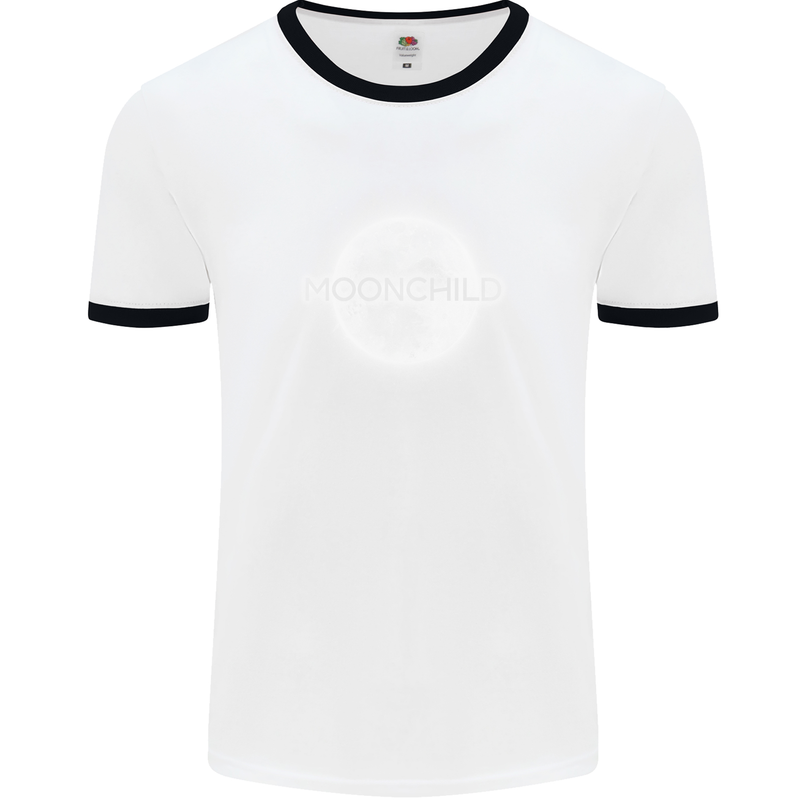 Moonchild Cancer Zodiac Mens Ringer T-Shirt White/Black