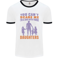 Dad With Three Daughters Funny Fathers Day Mens Ringer T-Shirt White/Black