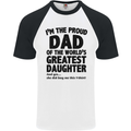 Dad of the Greatest Daughter Fathers Day Mens S/S Baseball T-Shirt White/Black