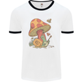 Snail Playing Guitar Rock Music Guitarist Mens White Ringer T-Shirt White/Black