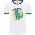 T-Rex What Now Funny Dinosaur Mens White Ringer T-Shirt White/Black