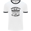 15th Wedding Anniversary 15 Year Funny Wife Mens Ringer T-Shirt White/Black