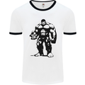 Muscle Man Gym Training Top Bodybuilding Mens White Ringer T-Shirt White/Black