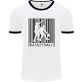 Basketball Barcode Player Mens White Ringer T-Shirt White/Black