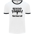 Behind Bars That's How I Roll Cycling Mens White Ringer T-Shirt White/Black