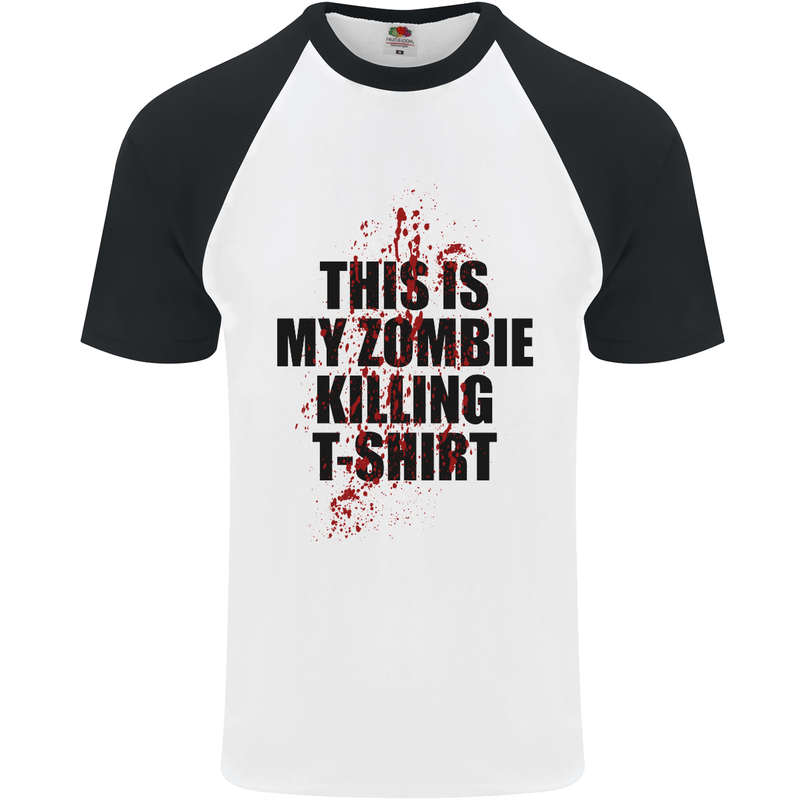 This Is My Zombie Killing Halloween Horror Mens S/S Baseball T-Shirt White/Black