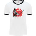 Bushido Samurai Warrior Sword Ronin MMA Mens White Ringer T-Shirt White/Black