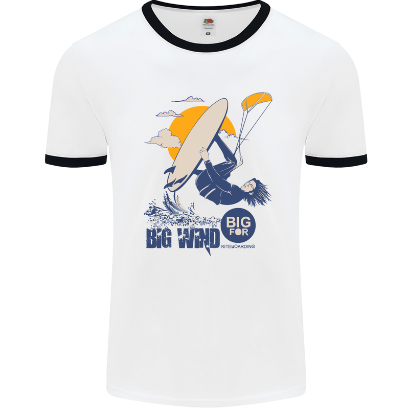 Big Wind Kiteboarding Kiteboard Mens White Ringer T-Shirt White/Black