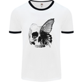 A Butterfly Skull Mens Ringer T-Shirt White/Black