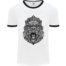 Mandala Art Ape Mens White Ringer T-Shirt White/Black