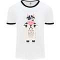 A Cow Holding a Snellen Eye Chart Glasses Mens White Ringer T-Shirt White/Black