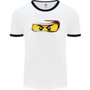 Ninja Eyes Mens White Ringer T-Shirt White/Black