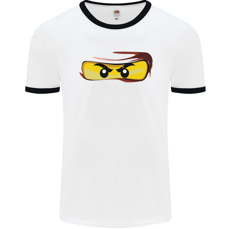 Ninja Eyes Mens White Ringer T-Shirt White/Black