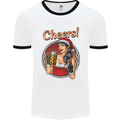 Christmas Sexy Santa Clause Xmas Mens White Ringer T-Shirt White/Black