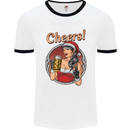 Christmas Sexy Santa Clause Xmas Mens White Ringer T-Shirt White/Black