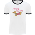 Merry Wiener Funny Christmas Dog Mens White Ringer T-Shirt White/Black