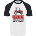May Talking About Tractors Funny Farmer Mens S/S Baseball T-Shirt White/Black