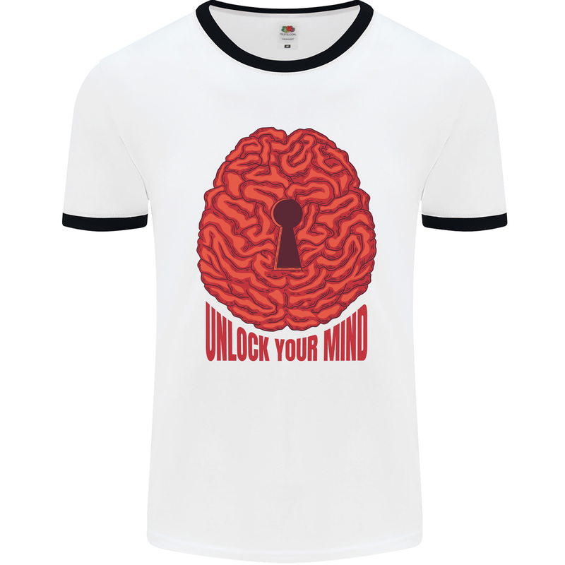 Unlock Your Mind Psychology Psychologist Mens Ringer T-Shirt White/Black