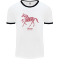 Chinese Zodiac Shengxiao Year of the Horse Mens White Ringer T-Shirt White/Black