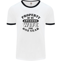 1st Wedding Anniversary 1 Year Funny Wife Mens Ringer T-Shirt White/Black