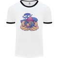 Magic Mushroom Hands Mycology Trippy Mens Ringer T-Shirt White/Black