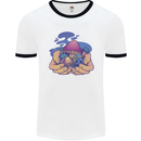 Magic Mushroom Hands Mycology Trippy Mens Ringer T-Shirt White/Black