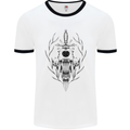 Sabre Tooth Tiger Skull Sword Mens White Ringer T-Shirt White/Black