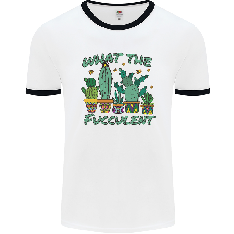 Gardening Fucculent Funny Plant Botanist Mens White Ringer T-Shirt White/Black