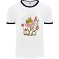 Honor the Land Frog Climate Change Hippy Mens White Ringer T-Shirt White/Black