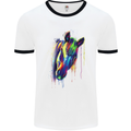 Watercolour Horse Mens White Ringer T-Shirt White/Black