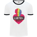 LGBTQI+ Rights Gay Pride Awareness LGBT Mens White Ringer T-Shirt White/Black