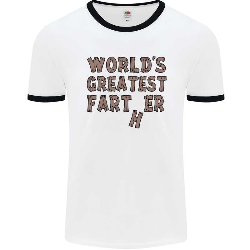 Father's Day World's Greatest Farter Funny Mens White Ringer T-Shirt White/Black