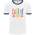 LGBT Sign Language Love Is Gay Pride Day Mens White Ringer T-Shirt White/Black