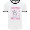 Funny Christmas Unicorn Mens White Ringer T-Shirt White/Black