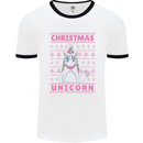 Funny Christmas Unicorn Mens White Ringer T-Shirt White/Black