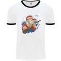 Guitar Santa Funny Christmas Rock n Roll Mens White Ringer T-Shirt White/Black