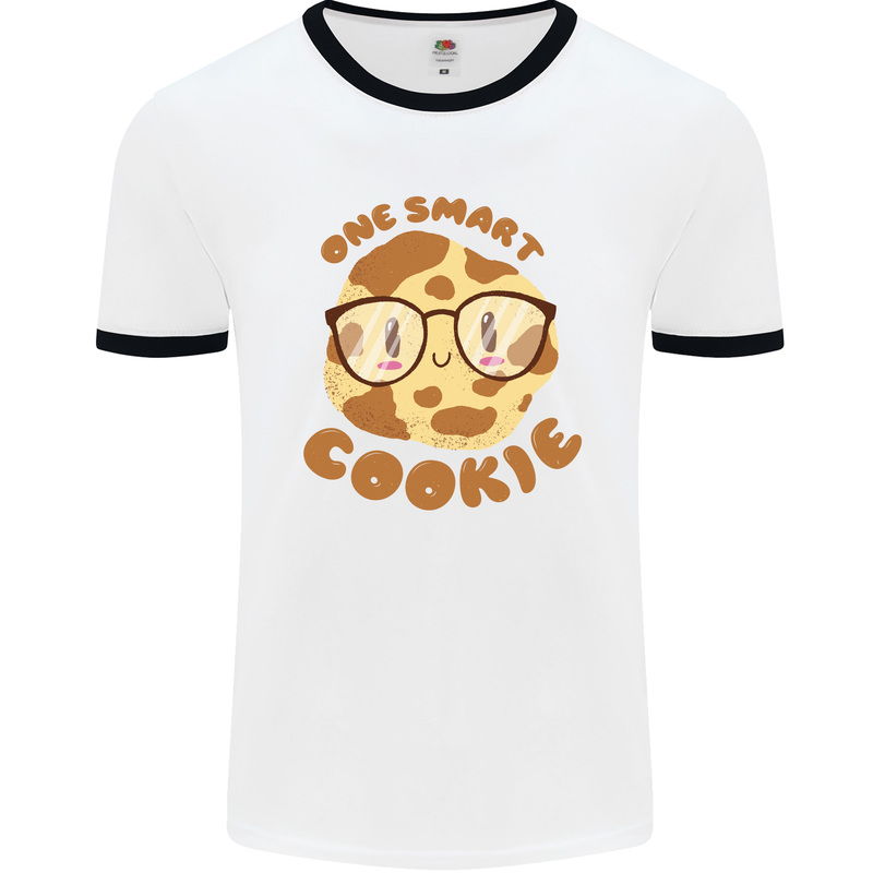 A Smart Cookie Funny Food Nerd Geek Science Mens White Ringer T-Shirt White/Black