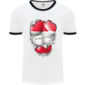 Gym The Austrian Flag Ripped Muscles Austia Mens White Ringer T-Shirt White/Black